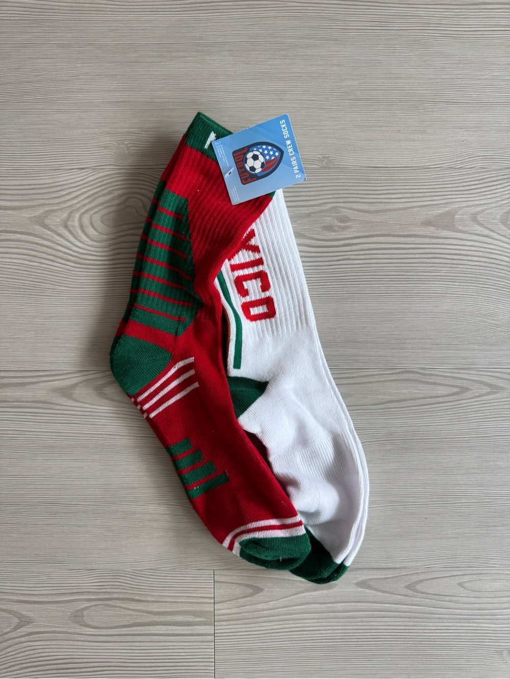 Men's Pair of Red & White Mexico Crew Socks